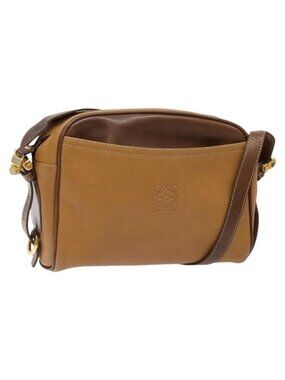 Authentic LOEWE Shoulder Bag Leather Brown Gold
